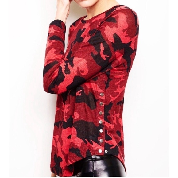 GENERATION LOVE Red Camo Long Sleeve Side Snap Top - Picture 2 of 5